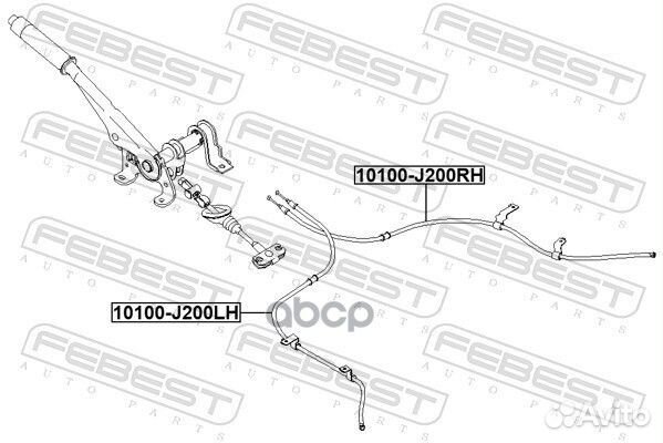 Трос ручного тормоза 10100J200RH Febest