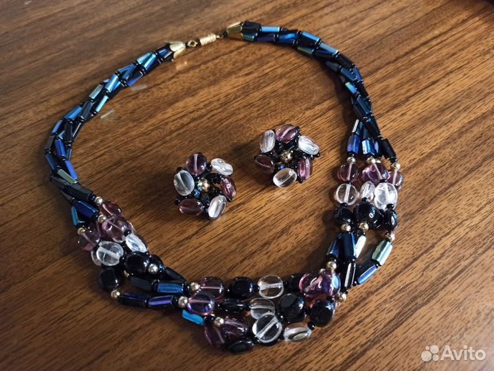 Бижутерия Чехословакия СССР колье и клипсы