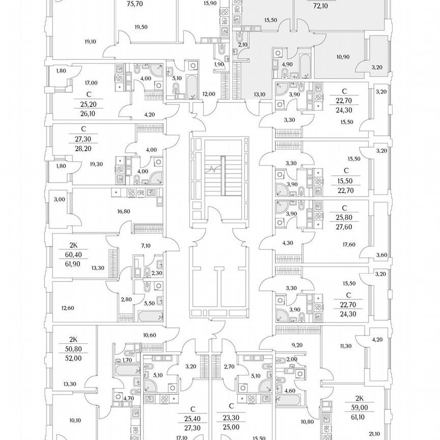 2-к. квартира, 72,1 м², 10/13 эт.