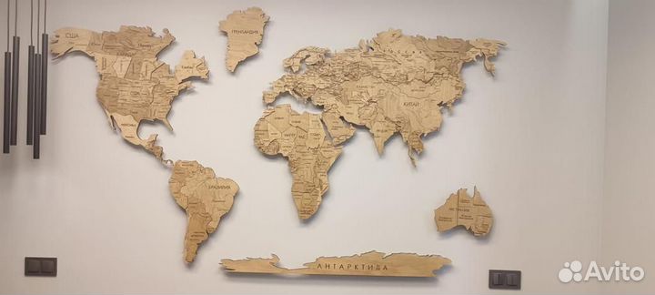 Карта мира на стену с подсветкой