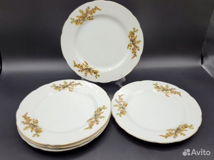 Тарелка плоская 20,5 см фарфор Шишки Tono / Япония