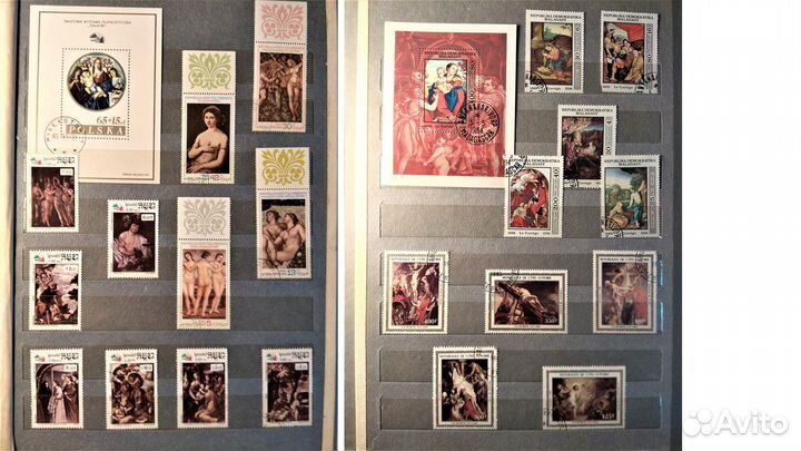 Наборы марок разных стран времен СССР в кляссере
