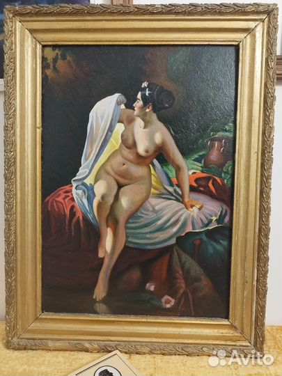 Картина масло сер. 20 в. копия Беллоли Купальщица