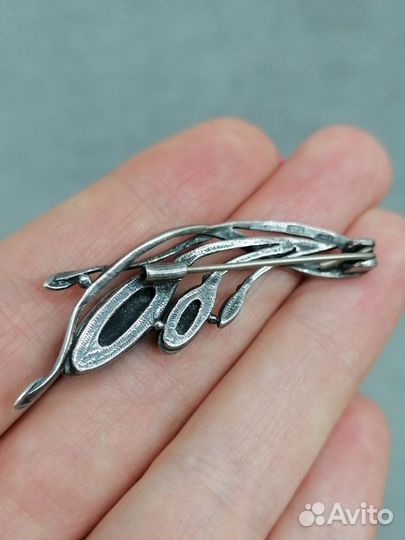 Серебряная брошь СССР 925 пр с Агатом