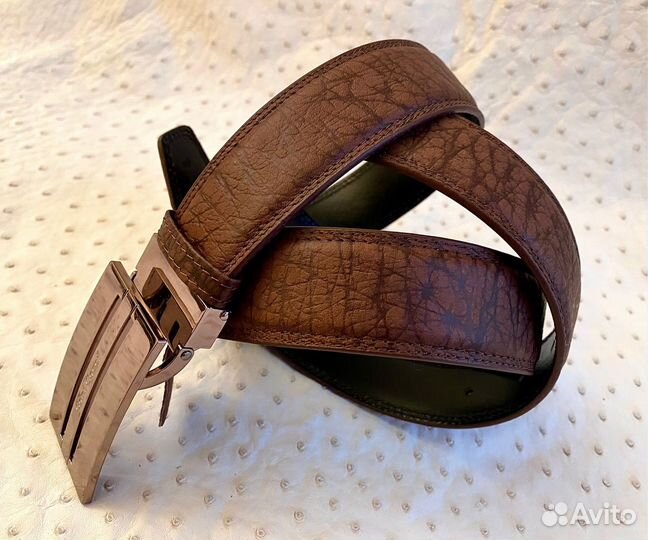 Мужской кожаный ремень, светло - коричневый