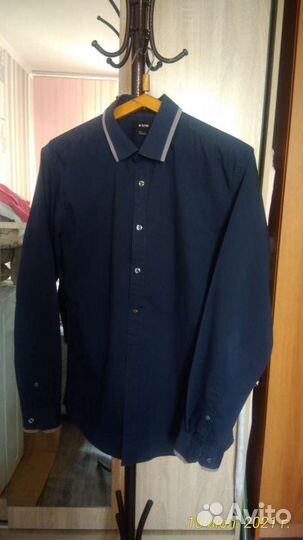 Рубашка синяя р.48
