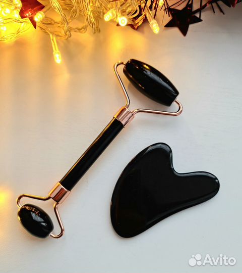 Массажный набор для лица (роллер + скребок)