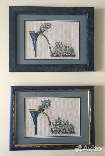 Картина ручной работы Туфельки из цветов вышивка