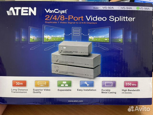 Vga сплиттер aten vs-98a на 8 портов