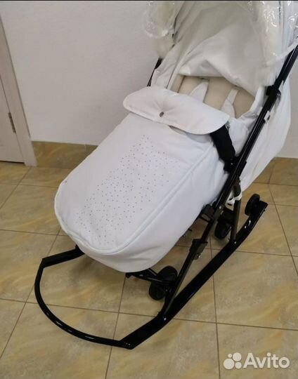 Санки-коляска Pikate Снеговик NEW белый