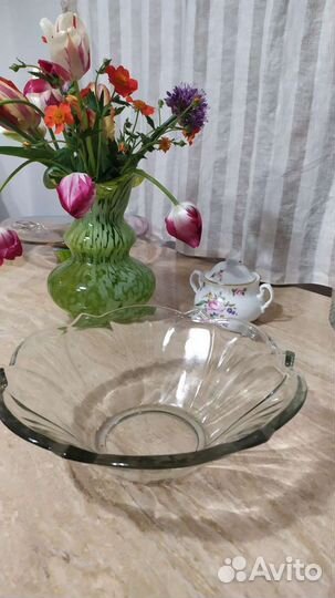 Цветное стекло СССР посуда/ конфетница Уршельский