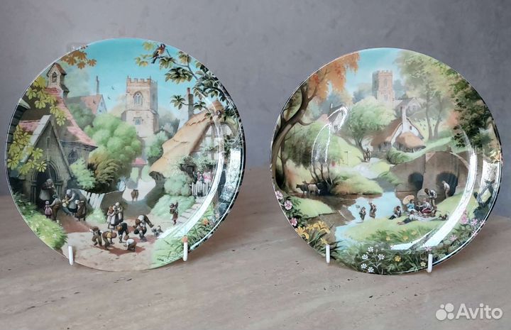 Тарелки декоративные Англия Река Пикник Школа