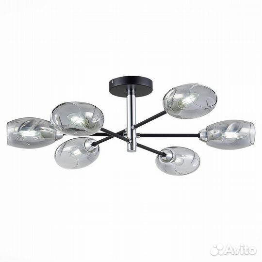 Люстра металл и стекло в спальню современная