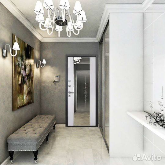 Дверь входная металлическая с зеркалом