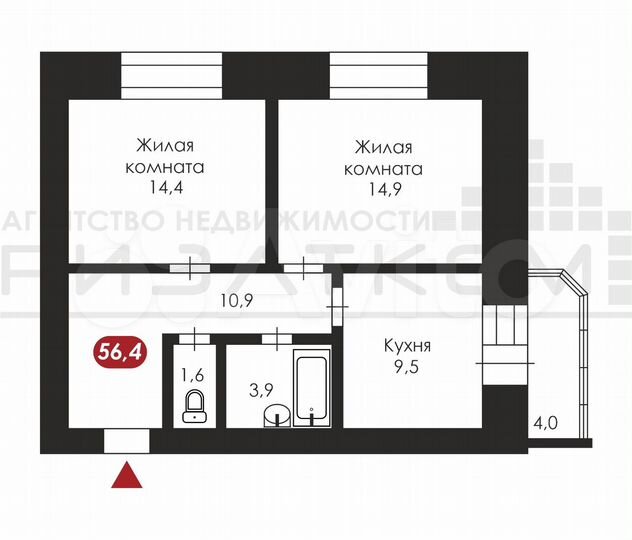 2-к. квартира, 56,4 м², 3/10 эт.