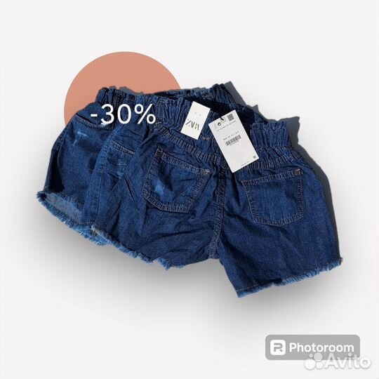 Джинсовые шорты zara для девочки. 104/110/116