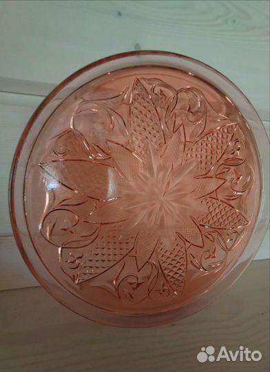 Блюдо поднос цветное розалиновое стекло