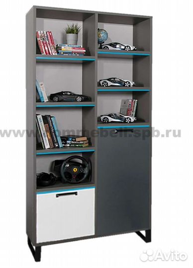 Стеллаж и стол письменный угловой карбон