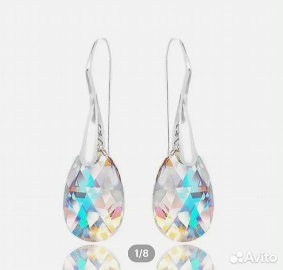 Серьги капельки с кристаллом