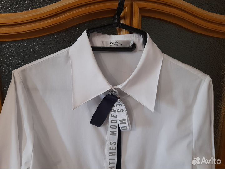 Блузка школьная с длинным рукавом, белая, разм.176