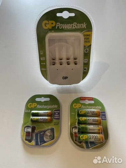 Аккумуляторные батарейки GP AA, AAA, заряд. устр