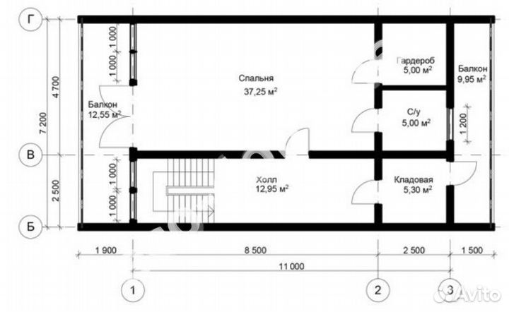 Проект дома из бруса 12х11 № эд-29