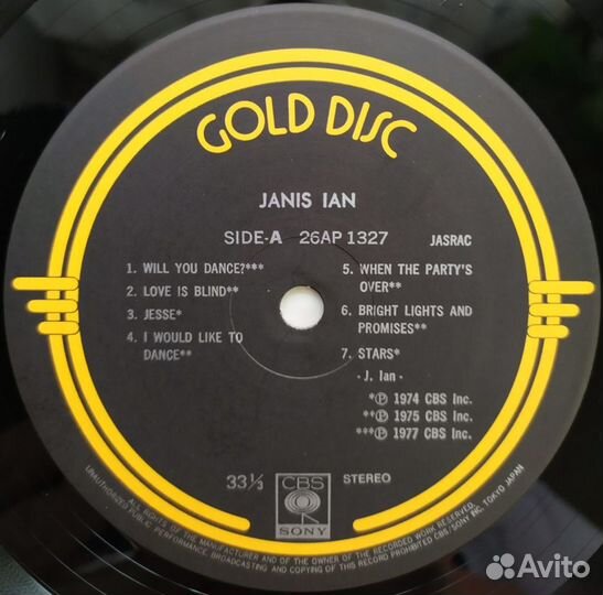 LP - Janis Ian - Gold Disc /Japan - CBS/Sony/1978