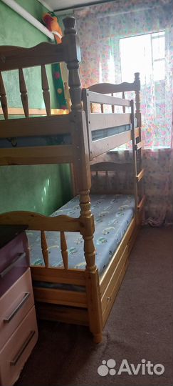 Кровать 2-х ярусная,детская,деревянная,сосна