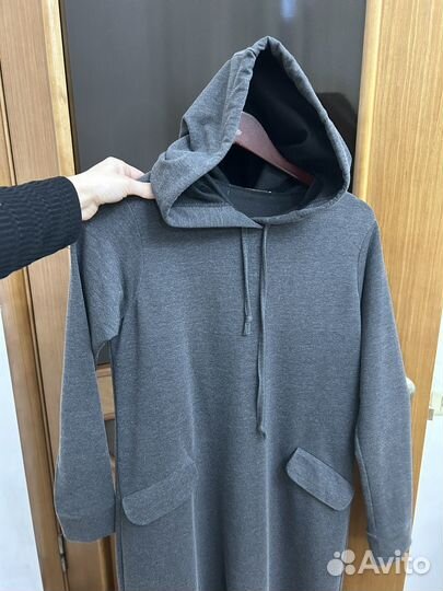 Платье худи длинное с капюшоном