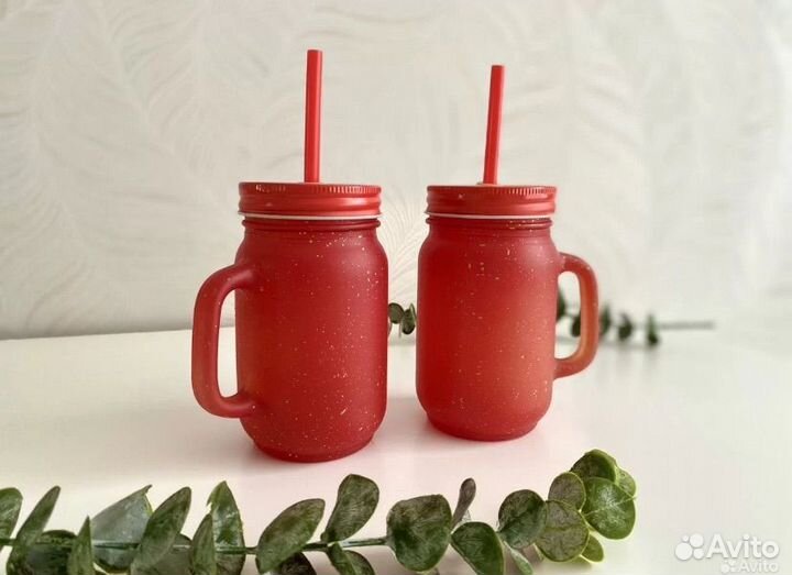 Кружка банка с крышкой новая