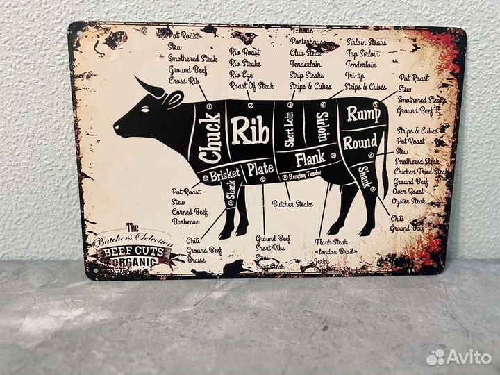 Постеры металлические бургеры/ мясо/BBQ