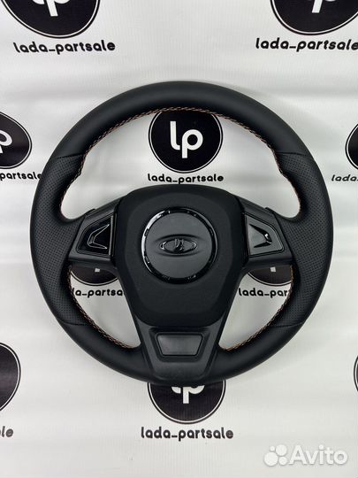 Руль Нива Барс в коже с цветной строчкой