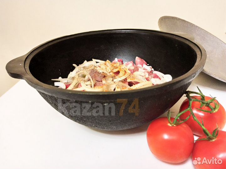 Казан чугунный 8л плоское дно