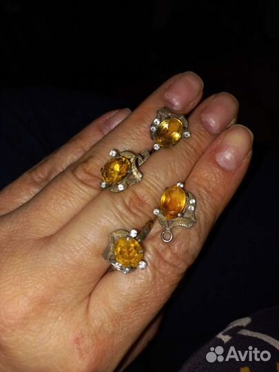 Серьги кольцо и кулон 925