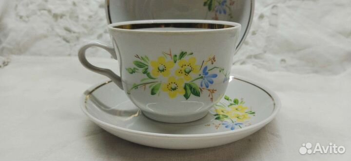 Чайные пары, бокалы, блюдца фарфор СССР