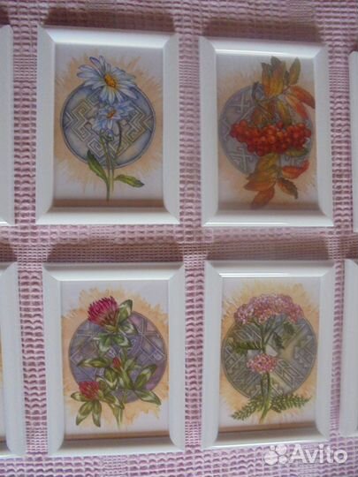 Панно 12х17 Травник белая рамка со стеклом 1 шт