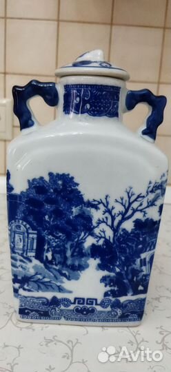 Винтажный :Сине-белый керамическая графин