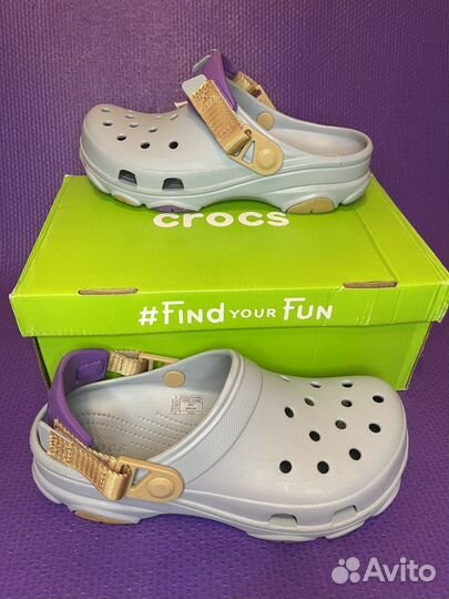 Crocs сабо classic ALL terrain серые С фиолетовым