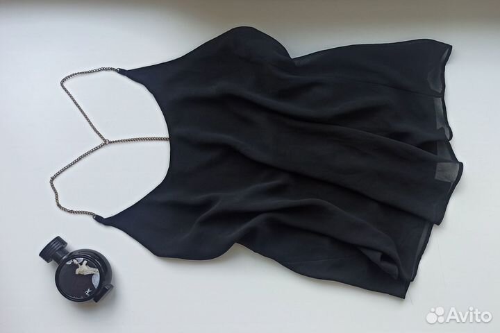 Топ черный бретели цепи BikBok M