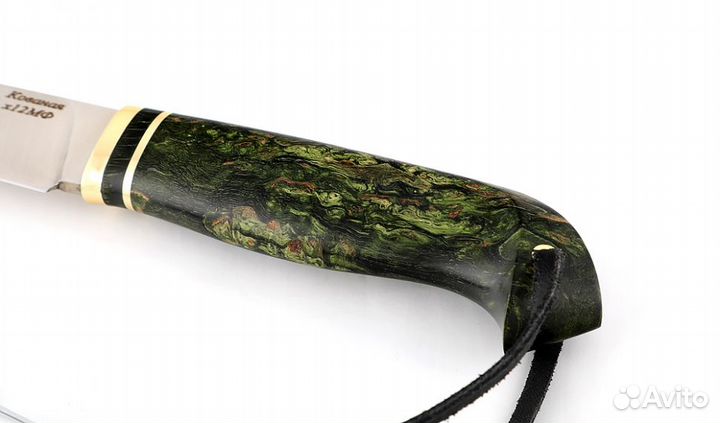 Нож Крот-2 сталь Х12мф (сатин), рукоять резная кар