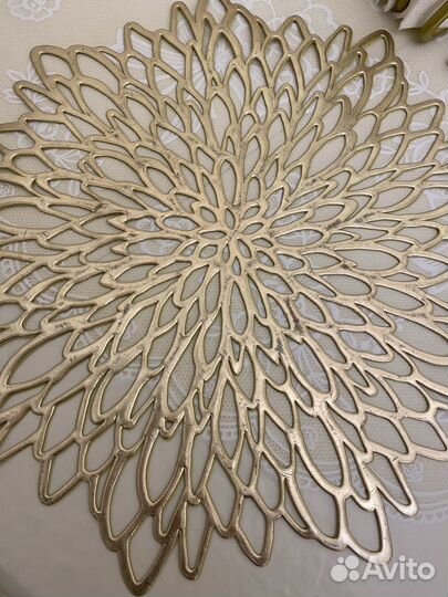 Салфетки под горячее на стол, 38см, 4шт, золото