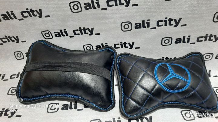 Подушки подголовников с логотипами кожа