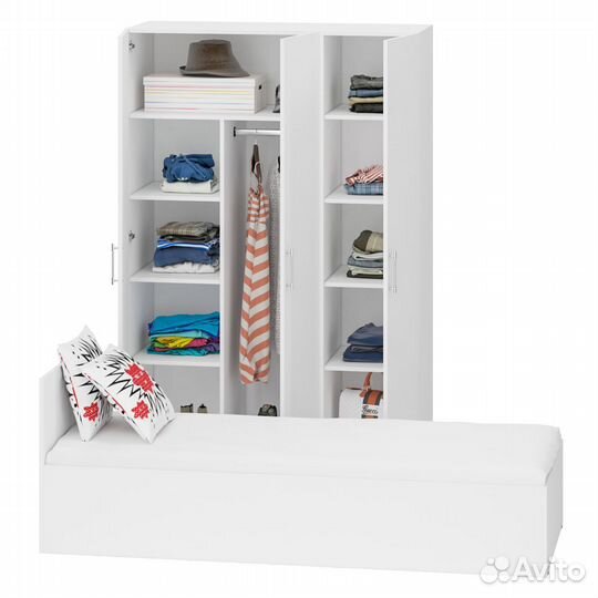 Спальный гарнитур белый № 1 Стандарт с кроватью 800, цвет белый, спальное место 800х2000 мм., без ма