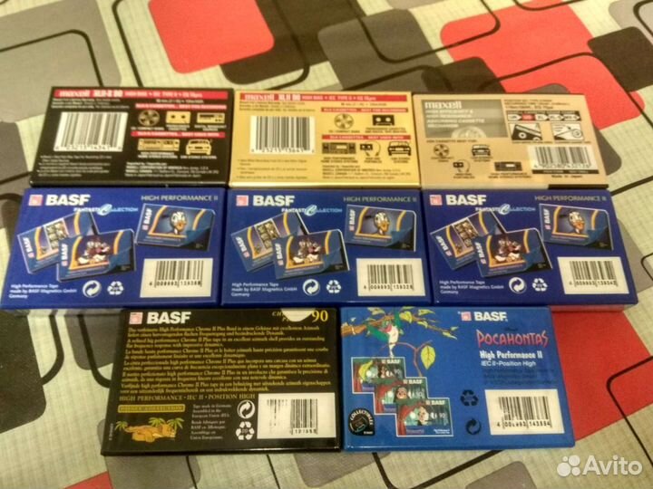 Винтажные запечатанные аудиокассеты Maxell, Basf