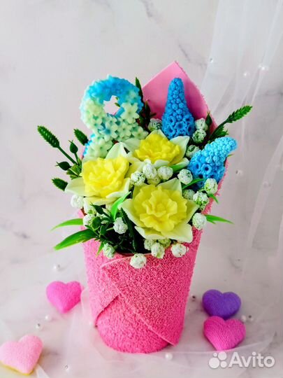 Мини букеты из мыльных цветов