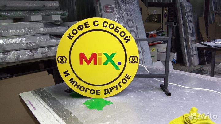 Панель кронштейн вывеска стакан кофе двусторонняя