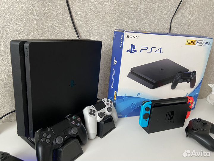 Прошитая Sony PS4 Slim много игр и доп аксессуары