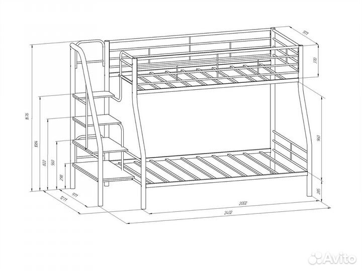 Кровать двухъярусная Толедо 1пя