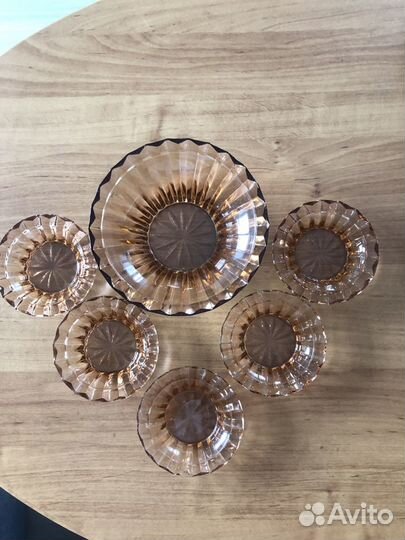 Вазочка и розетки для варенья СССР цветное стекло