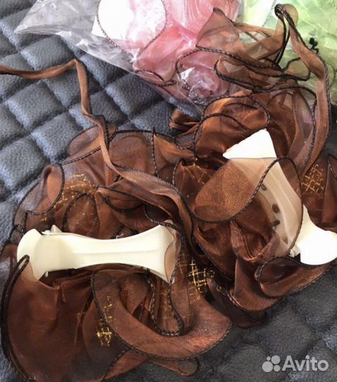 Подхваты для штор клипса цветок коричневый розовый